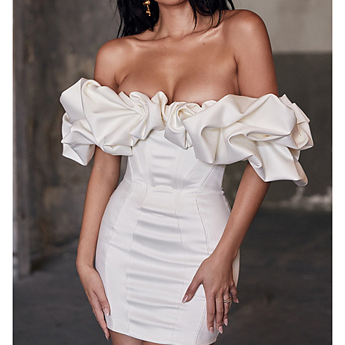 Sheath / Column Off Shoulder Short / Mini Charmeuse Beautiful Back / White Homecoming / Cocktail Party Dress with Sleek 2020
Sheath / Column Off Shoulder Short / Mini Charmeuse Beautiful Back / White Homecoming / Cocktail Party Dress with Sleek 2020