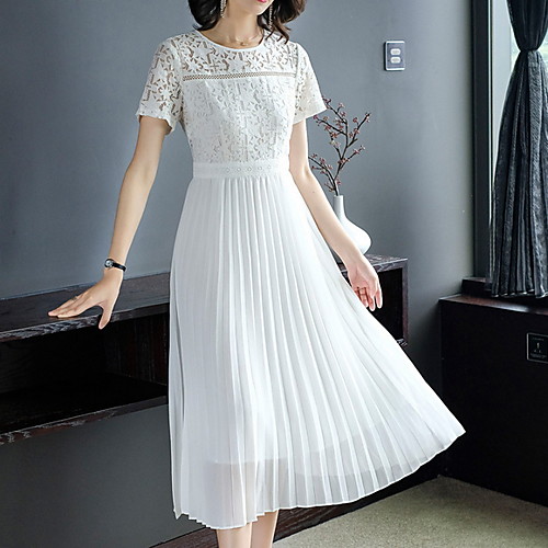 Women's A Line Dress - Short Sleeves Solid Color Summer Street chic 2020 White Blushing Pink S M L
Women's A Line Dress - Short Sleeves Solid Color Summer Street chic 2020 White Blushing Pink S M L