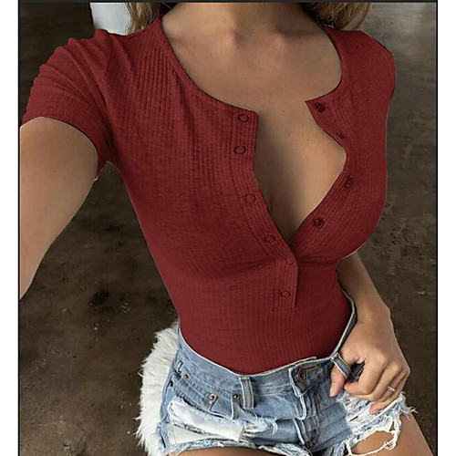 Women's Solid Colored T-shirt Daily Wine / Black / Blue / Blushing Pink / Gray
Women's Solid Colored T-shirt Daily Wine / Black / Blue / Blushing Pink / Gray