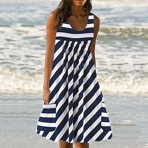 Women's A Line Dress - Sleeveless Striped Summer Street chic 2020 Wine Black Green Navy Blue Gray S M L XL XXL
Women's A Line Dress - Sleeveless Striped Summer Street chic 2020 Wine Black Green Navy Blue Gray S M L XL XXL