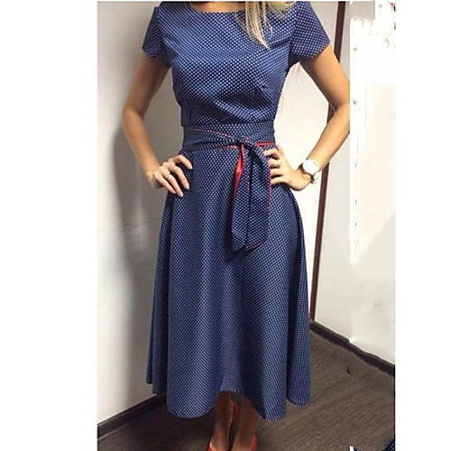 Women's Sheath Dress - Short Sleeves Polka Dot Summer Casual Elegant 2020 Blue S M L
Women's Sheath Dress - Short Sleeves Polka Dot Summer Casual Elegant 2020 Blue S M L