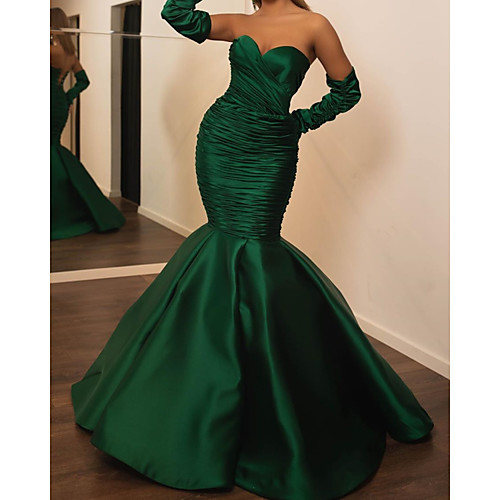 Mermaid / Trumpet Sweetheart Neckline Floor Length Satin Elegant / Green Engagement / Formal Evening Dress with Ruched 2020
Mermaid / Trumpet Sweetheart Neckline Floor Length Satin Elegant / Green Engagement / Formal Evening Dress with Ruched 2020