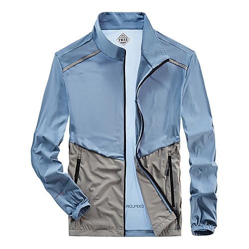 

Men's Hiking Jacket Outdoor Windproof Breathable Quick Dry Ultraviolet Resistant Top Elastane Single Slider Fishing Climbing Beach Dark Grey / White / Black / Light Grey / Blue