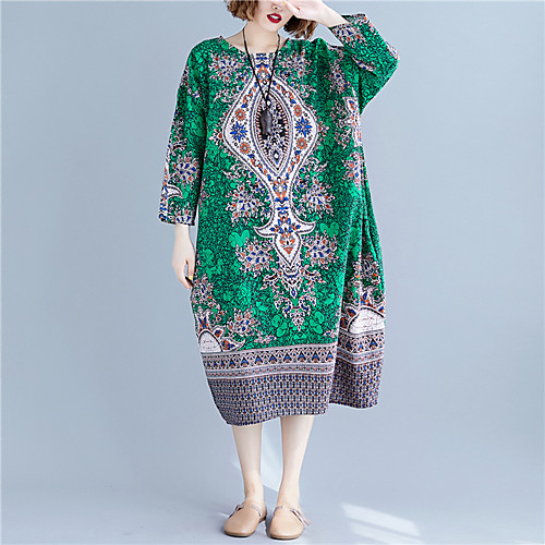 Women's A Line Dress - 3/4 Length Sleeve Print Spring Summer Vintage Mumu Holiday Beach Loose Linen Green One-Size
Women's A Line Dress - 3/4 Length Sleeve Print Spring Summer Vintage Mumu Holiday Beach Loose Linen Green One-Size