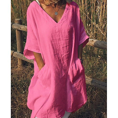 Women's Shift Dress - 3/4 Length Sleeve Solid Color Summer Elegant 2020 White Black Fuchsia Green Beige S M L XL XXL XXXL XXXXL XXXXXL
Women's Shift Dress - 3/4 Length Sleeve Solid Color Summer Elegant 2020 White Black Fuchsia Green Beige S M L XL XXL XXXL XXXXL XXXXXL