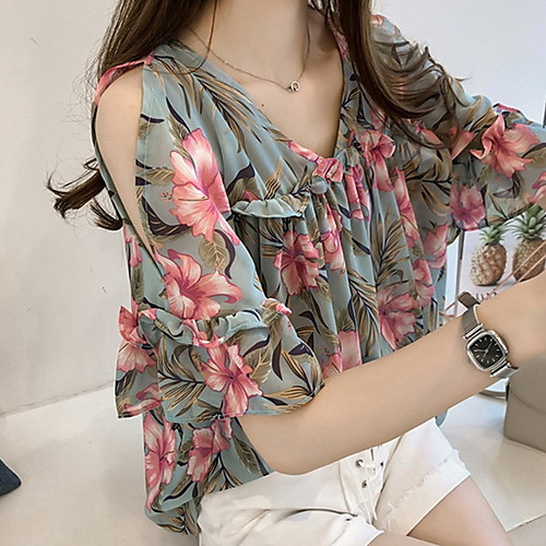 Women's Geometric Blouse Daily White / Blue / Yellow 
Women's Geometric Blouse Daily White / Blue / Yellow