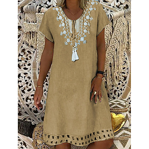 Women's A-Line Dress Knee Length Dress - Short Sleeves Print Summer Casual Vintage 2020 Wine Purple Yellow Khaki Light Blue S M L XL XXL XXXL XXXXL XXXXXL
Women's A-Line Dress Knee Length Dress - Short Sleeves Print Summer Casual Vintage 2020 Wine Purple Yellow Khaki Light Blue S M L XL XXL XXXL XXXXL XXXXXL