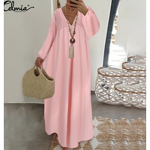 Women's Maxi Sundress Dress - Long Sleeve Solid Color Summer V Neck Street chic Loose 2020 White Black Blushing Pink S M L XL XXL XXXL XXXXL XXXXXL
Women's Maxi Sundress Dress - Long Sleeve Solid Color Summer V Neck Street chic Loose 2020 White Black Blushing Pink S M L XL XXL XXXL XXXXL XXXXXL