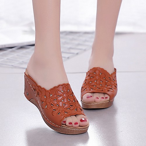 Women's Slippers & Flip-Flops Summer Wedge Heel Open Toe Daily PU Red / Brown / Black
Women's Slippers & Flip-Flops Summer Wedge Heel Open Toe Daily PU Red / Brown / Black