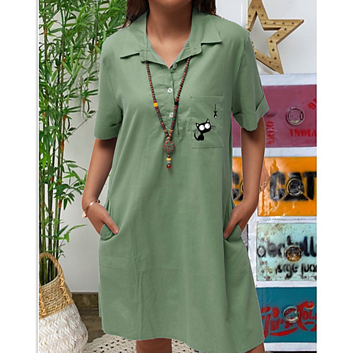 Women's Shirt Dress Knee Length Dress - Half Sleeve Solid Color Summer Casual 2020 Blue Red Yellow Army Green Khaki S M L XL XXL XXXL XXXXL XXXXXL
Women's Shirt Dress Knee Length Dress - Half Sleeve Solid Color Summer Casual 2020 Blue Red Yellow Army Green Khaki S M L XL XXL XXXL XXXXL XXXXXL