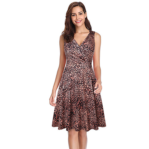 Women's Swing Dress Midi Dress - Sleeveless Leopard Summer Vintage 2020 Wine Black Red Khaki Navy Blue S M L XL XXL
Women's Swing Dress Midi Dress - Sleeveless Leopard Summer Vintage 2020 Wine Black Red Khaki Navy Blue S M L XL XXL