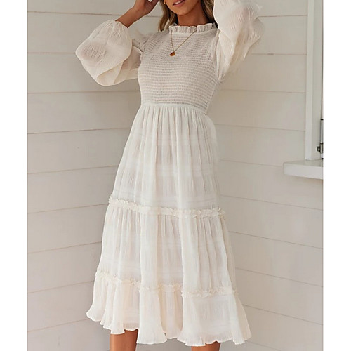 Women's Sheath Dress - Long Sleeve Solid Color Summer Elegant 2020 White S M L XL
Women's Sheath Dress - Long Sleeve Solid Color Summer Elegant 2020 White S M L XL