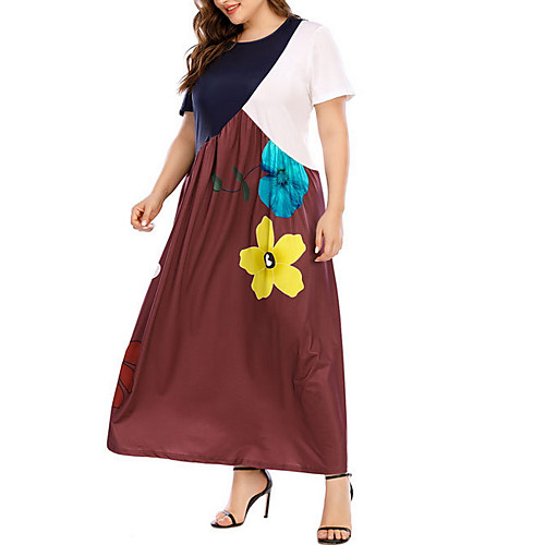 Women's Shift Dress Maxi long Dress - Short Sleeves Floral Color Block Summer Casual 2020 Brown M L XL XXL XXXL
Women's Shift Dress Maxi long Dress - Short Sleeves Floral Color Block Summer Casual 2020 Brown M L XL XXL XXXL