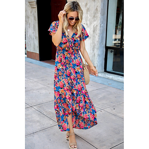 Women's Maxi A Line Dress - Short Sleeves Floral Summer V Neck Elegant 2020 Royal Blue S M L XL
Women's Maxi A Line Dress - Short Sleeves Floral Summer V Neck Elegant 2020 Royal Blue S M L XL
