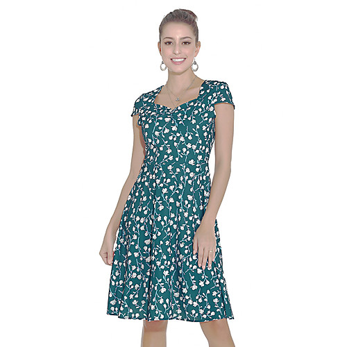 Women's A-Line Dress Knee Length Dress - Short Sleeves Floral Zipper Print Spring Summer 1950s Vintage Party Daily Capped 2020 Black Green Light Blue S M L XL XXL
Women's A-Line Dress Knee Length Dress - Short Sleeves Floral Zipper Print Spring Summer 1950s Vintage Party Daily Capped 2020 Black Green Light Blue S M L XL XXL
