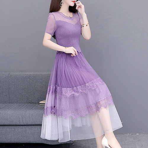 Women's A Line Dress - Short Sleeves Color Block Summer Street chic 2020 Black Purple Blushing Pink M L XL XXL XXXL
Women's A Line Dress - Short Sleeves Color Block Summer Street chic 2020 Black Purple Blushing Pink M L XL XXL XXXL