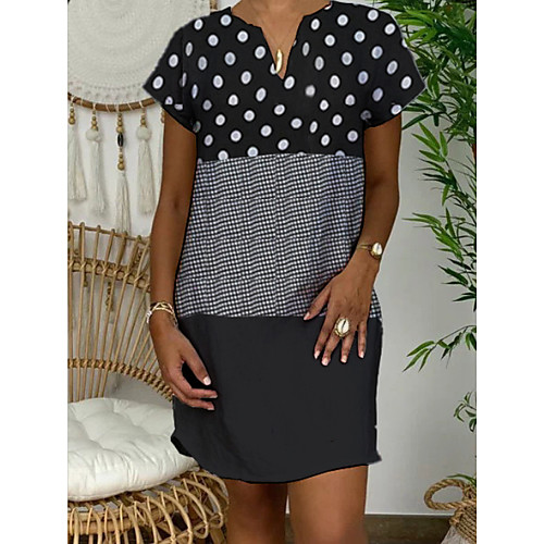 Women's Shift Dress - Short Sleeves Color Block Summer V Neck Elegant Daily 2020 Black M L XL XXL XXXL
Women's Shift Dress - Short Sleeves Color Block Summer V Neck Elegant Daily 2020 Black M L XL XXL XXXL