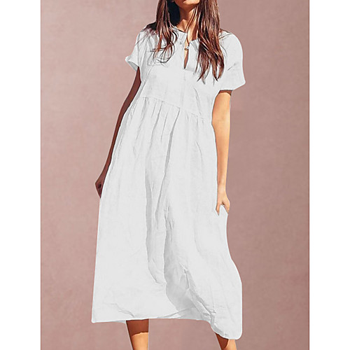 Women's Wine White Dress Loose Solid Color S M 
Women's Wine White Dress Loose Solid Color S M