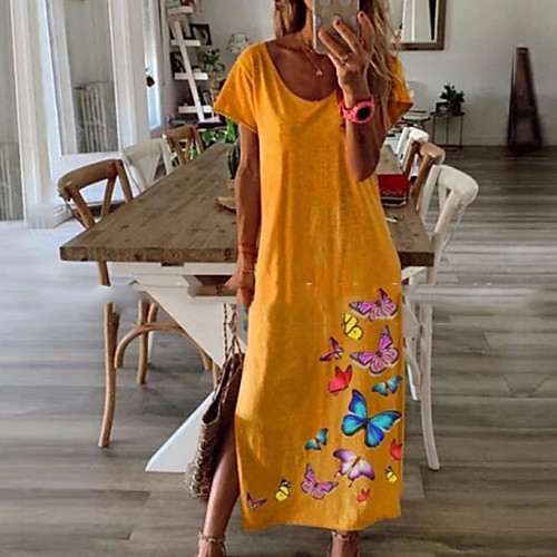 Women's Shift Dress Midi Dress - Short Sleeves Floral Summer Street chic 2020 White Yellow S M L XL XXL XXXL
Women's Shift Dress Midi Dress - Short Sleeves Floral Summer Street chic 2020 White Yellow S M L XL XXL XXXL