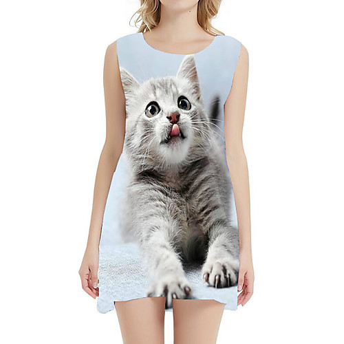 Women's Cat A Line Dress - Sleeveless Animal Patchwork Summer 3D Print Sexy Daily Holiday Belt Not Included 2020 White Blue Green Silver Rainbow S M L XL XXL XXXL
Women's Cat A Line Dress - Sleeveless Animal Patchwork Summer 3D Print Sexy Daily Holiday Belt Not Included 2020 White Blue Green Silver Rainbow S M L XL XXL XXXL