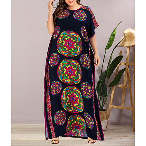 Women's Plus Size Maxi Shift Dress - Short Sleeves Geometric Split Summer Casual Elegant Daily Going out Loose 2020 Rainbow One-Size
Women's Plus Size Maxi Shift Dress - Short Sleeves Geometric Split Summer Casual Elegant Daily Going out Loose 2020 Rainbow One-Size