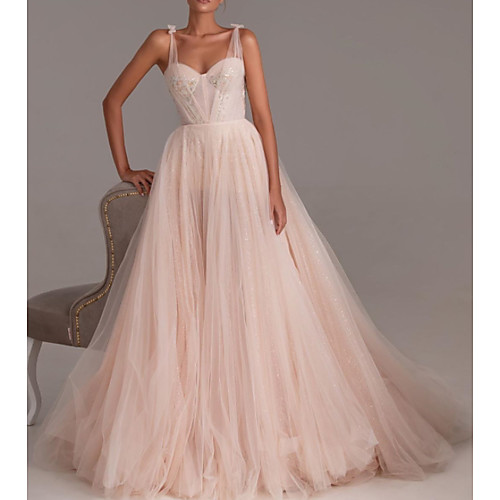 A-Line Sweetheart Neckline / Spaghetti Strap Floor Length Lace / Tulle 3/4 Length Sleeve Romantic Wedding Dress in Color Wedding Dresses with Bow(s) 2020
A-Line Sweetheart Neckline / Spaghetti Strap Floor Length Lace / Tulle 3/4 Length Sleeve Romantic Wedding Dress in Color Wedding Dresses with Bow(s) 2020
