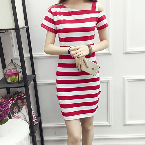 Women's A Line Dress - Short Sleeves Striped Summer Fall Off Shoulder Casual Holiday Going out Slim 2020 White Black Red S M L XL XXL
Women's A Line Dress - Short Sleeves Striped Summer Fall Off Shoulder Casual Holiday Going out Slim 2020 White Black Red S M L XL XXL