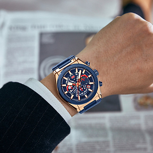 MINI FOCUS Men's Steel Band Watches Quartz Modern Style Stylish Stainless Steel Black / Blue / Silver 30 m Calendar / date / day Three Time Zones Noctilucent Analog Fashion - BlackGloden Black Blue
MINI FOCUS Men's Steel Band Watches Quartz Modern Style Stylish Stainless Steel Black / Blue / Silver 30 m Calendar / date / day Three Time Zones Noctilucent Analog Fashion - BlackGloden Black Blue