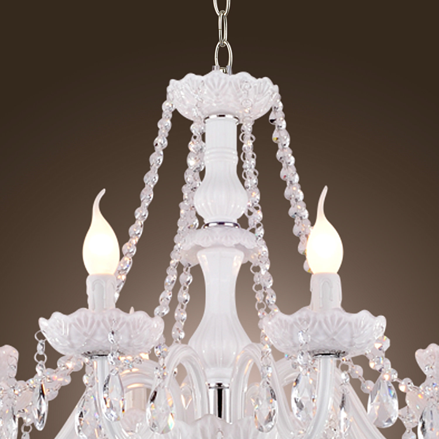 8 Arms White Crystal Chandelier CandleLight Pendant Lighting Fixture