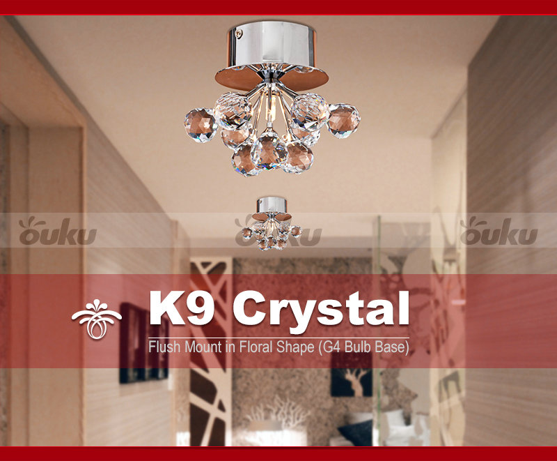 Modern Floral Shape Crystal Ceiling Light Fixture Flush Mount Light