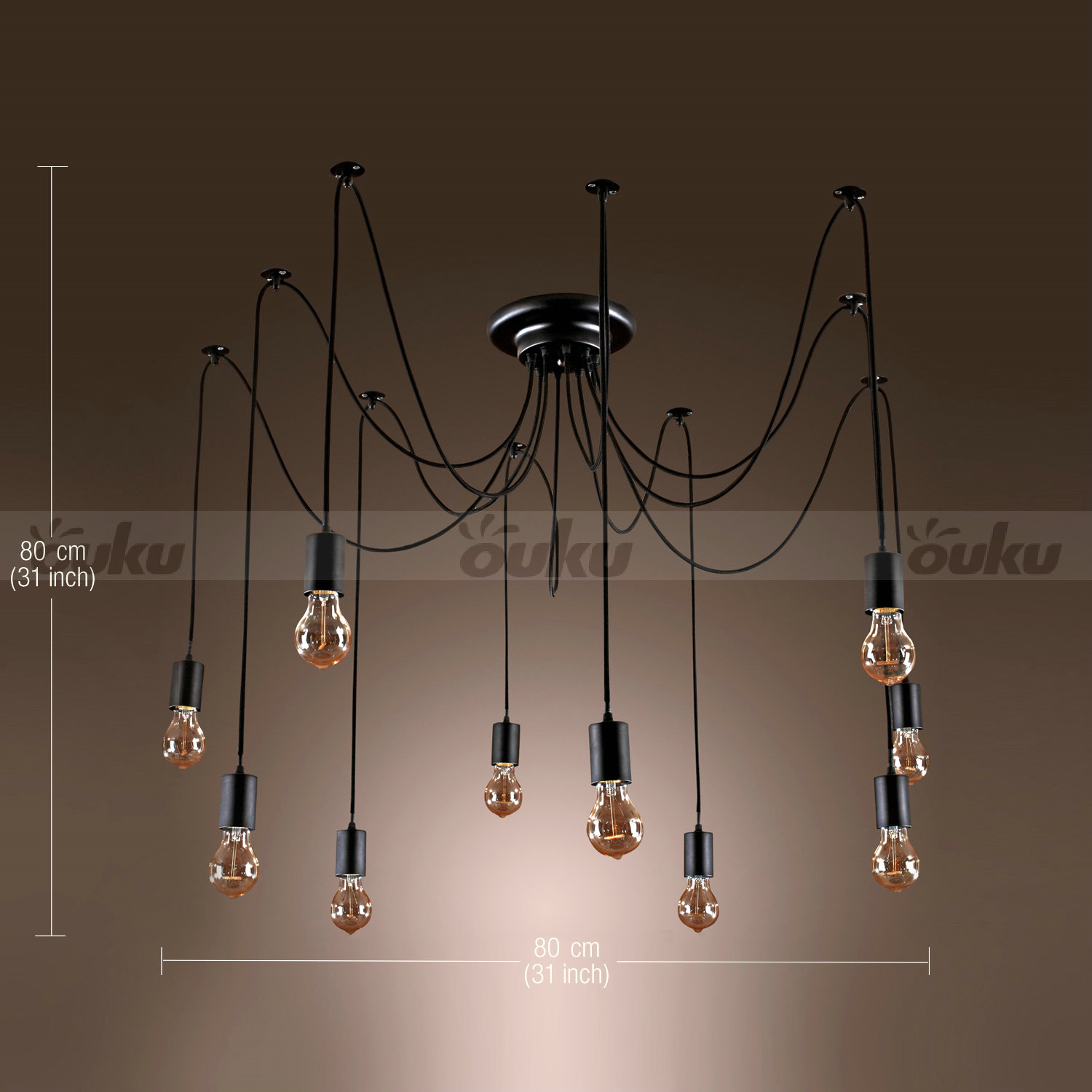 Edison Style 10 Lights Bulb Chandelier Ceiling Light Pendant Lamp
