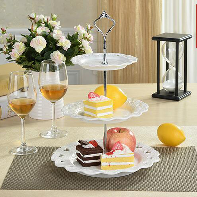 3 Tier Vintage Afternoon Tea Dessert Fruit Cake Stand Plate Wedding
