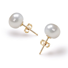 14k Gold White 7.5-8mm Aaa Freshwater Pearl Earring Elegant Style