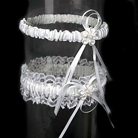 Lace Satin Wedding Garter With Ribbon Flower Wedding Accessoriesclassic Elegant Style