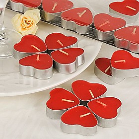 Heart-shaped Red Tealight Candles (set Of 7 Boxed) Wedding Favors