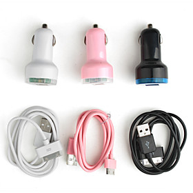 Dual USB Port Car Cigarette Charger with 30pin Cable foriPhone 6 iPhone 6 Plus, iPad, iPod and Other Tablets