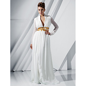 Chiffon Sheath/Column V-neck Sweep Train Evening Dress inspired by Leelee Sobieski
