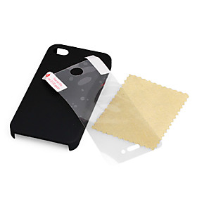 Ultra Thin Rubber Matte Hard Case For iPhone 4 and 4S with Screen Protector (Black)