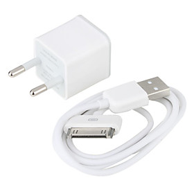 Euro Plug Charger for iPhone 4 and 4S (White)