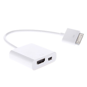 Dock Connector to Mini USB Female and HDMI Female Adapter Cable for iPad 2 and The New iPad