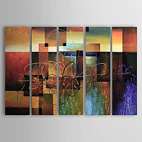 Canvas Oil Paintings Set Of 5 Modern Abstract Reds Block Hand-painted Canvas Painting Ready To Hang