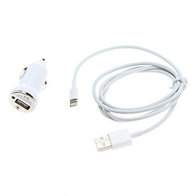 Car Charger Adapter with USB Cable for iPhone 5