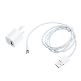 EU Plug USB Power Adapter with USB Cable for iPhone 5