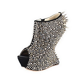 Suede Ankle Boots With Rhinestone / Rivet Party / Evening Shoes