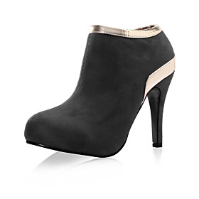 Suede Upper High Heel Ankle Boot With Shining Strap Fashion Shoes