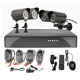 4 Outdoor Day Night CCTV Home Video Surveillance Security Camera Kit