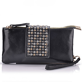 Women's Rivet Leather Clutch Bag