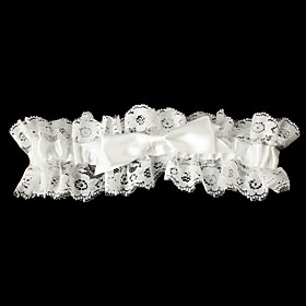 Garter Satin Bowknot Lace White