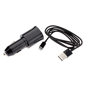 Car Charger with USB Data/Charge Cable for iPhone 5, iPad mini and Others (Assorted Colors)