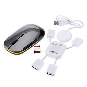 2.4GHz Wireless Mouse USB / USB 2.0 de alta velocidad 4-Port Hub Mini ECS003076